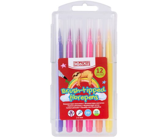 Фломастеры Maxi кисточки BRUSH-TIPPED, 12 цветов, линия 2-5 мм (MX15233)