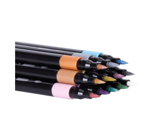 Фломастеры Maxi кисточки REAL BRUSH, 12 цветов металлик, линия 0,5-6 мм (MX15236), изображение 2 Фломастеры Maxi кисточки REAL BRUSH, 12 цветов металлик, линия 0,5-6 мм (MX15236), изображение 2