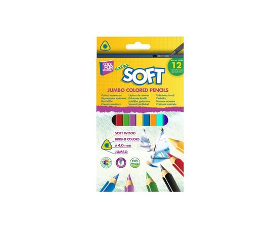 Карандаши цветные Cool For School Jumbo Softy 12 цветов (CF15136)