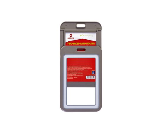 Бейдж Optima премиальный вертикальный 54х85 мм двухсторонний серый (O45675), изображение 2 Бейдж Optima премиальный вертикальный 54х85 мм двухсторонний серый (O45675), изображение 2