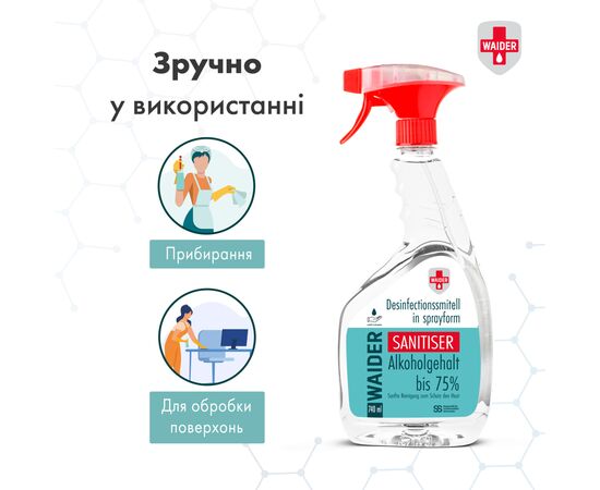 Антисептик для рук Waider Дезинфектор для тела и твердых поверхностей 740 мл (4823098411024), изображение 8 Антисептик для рук Waider Дезинфектор для тела и твердых поверхностей 740 мл (4823098411024), изображение 8