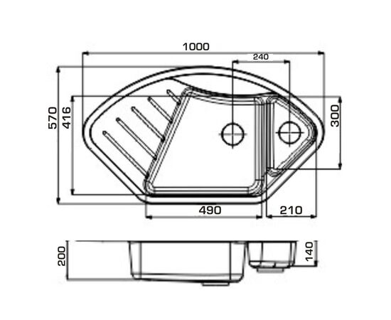 Мийка кухонна GRANADO Barcelona black shine (gr1101), зображення 5 Мийка кухонна GRANADO Barcelona black shine (gr1101), зображення 5