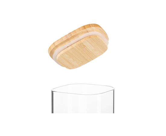 Ємність для сипучих продуктів Ardesto Fresh квадратна, скло, бамбук 480 мл (AR1348BLS), зображення 3