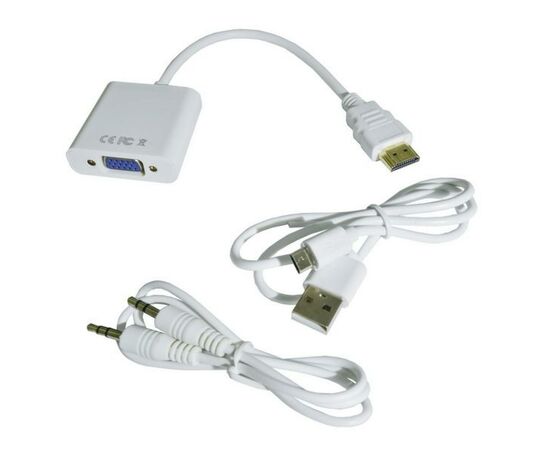 Переходник HDMI M to VGA F (с кабелями аудио и питания от USB) ST-Lab (U-990 white), изображение 4 Переходник HDMI M to VGA F (с кабелями аудио и питания от USB) ST-Lab (U-990 white), изображение 4