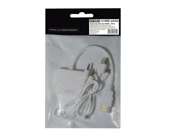Переходник HDMI M to VGA F (с кабелями аудио и питания от USB) ST-Lab (U-990 white), изображение 6 Переходник HDMI M to VGA F (с кабелями аудио и питания от USB) ST-Lab (U-990 white), изображение 6