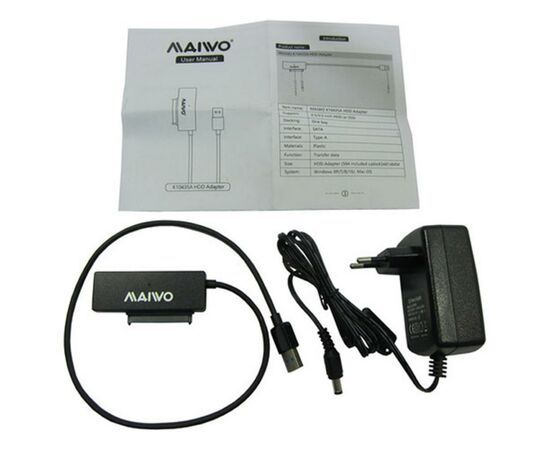 Адаптер Maiwo USB 3.0 to HDD SATA 2,5"/3,5"/5,25"/SSD, PA 2V/2A black (K10435A), изображение 3 Адаптер Maiwo USB 3.0 to HDD SATA 2,5"/3,5"/5,25"/SSD, PA 2V/2A black (K10435A), изображение 3