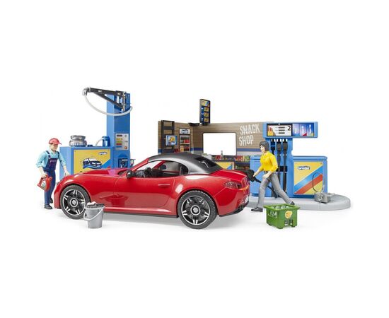 Игровой набор Bruder АЗС с автомойкой, автомобилем и фигурками (62111), изображение 3
