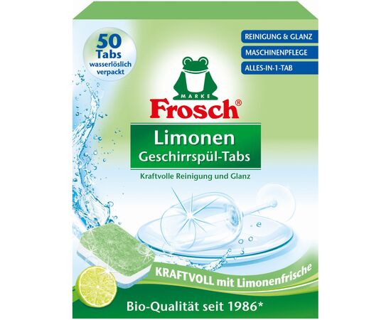 Таблетки для посудомоечных машин Frosch Лимон 50 шт. (4001499947315), изображение 2 Таблетки для посудомоечных машин Frosch Лимон 50 шт. (4001499947315), изображение 2