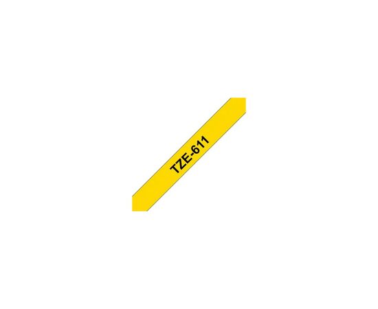 Лента для принтера этикеток UKRMARK B-T611P, 6мм х 8м, black on yellow, совместимая с TZe611, ламинированная (CBTZ611), изображение 2 Лента для принтера этикеток UKRMARK B-T611P, 6мм х 8м, black on yellow, совместимая с TZe611, ламинированная (CBTZ611), изображение 2