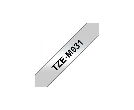 Лента для принтера этикеток UKRMARK B-TM931P, 12мм х 8м, black on matte silver, совместимая с TZeM931, ламинированная (CBTM931), изображение 2 Лента для принтера этикеток UKRMARK B-TM931P, 12мм х 8м, black on matte silver, совместимая с TZeM931, ламинированная (CBTM931), изображение 2