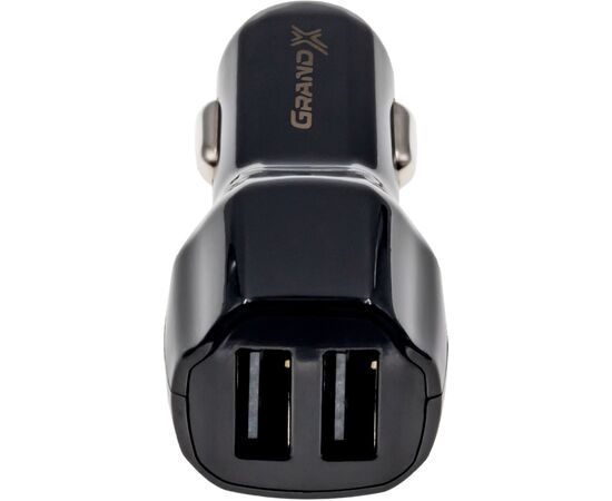 Зарядное устройство Grand-X 3,4A 12-24V Black 2USB 5V/3 (CH-28), изображение 2 Зарядное устройство Grand-X 3,4A 12-24V Black 2USB 5V/3 (CH-28), изображение 2