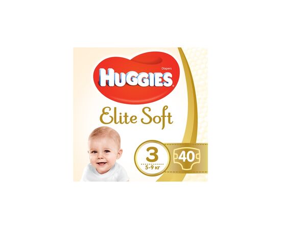 Подгузник Huggies Elite Soft 3 (5-9 кг ) Jumbo 40 шт (5029053572598_5029053547770)