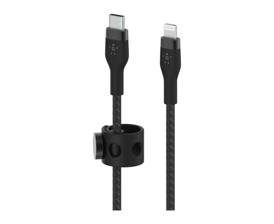 Дата кабель USB-С to Lightning 1.0m BRAIDED SILICONE black Belkin (CAA011BT1MBK), изображение 2 Дата кабель USB-С to Lightning 1.0m BRAIDED SILICONE black Belkin (CAA011BT1MBK), изображение 2