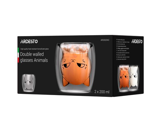 Набор стаканов Ardesto Animals 200 мл 2 шт (AR2620AC), изображение 4 Набор стаканов Ardesto Animals 200 мл 2 шт (AR2620AC), изображение 4