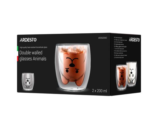 Набор стаканов Ardesto Animals 200 мл 2 шт (AR2620AD), изображение 6 Набор стаканов Ardesto Animals 200 мл 2 шт (AR2620AD), изображение 6