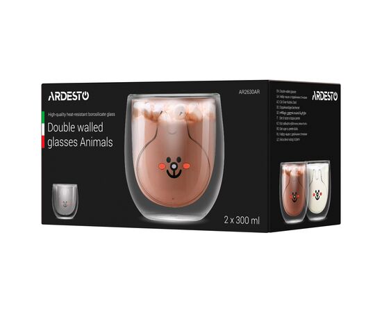Набор стаканов Ardesto Animals 300 мл 2 шт (AR2630AR), изображение 2 Набор стаканов Ardesto Animals 300 мл 2 шт (AR2630AR), изображение 2