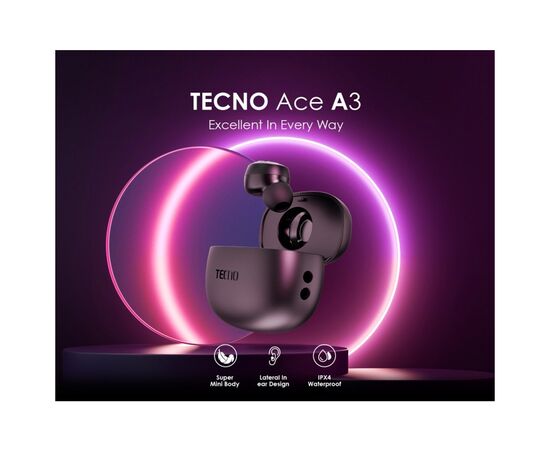 Навушники Tecno Ace A3 Mono Black (4895180761164), зображення 2 Навушники Tecno Ace A3 Mono Black (4895180761164), зображення 2