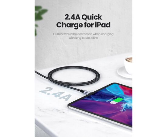 Дата кабель USB 2.0 AM to Lightning 1.0m US199 MFI Black Ugreen (US199/60156), изображение 6 Дата кабель USB 2.0 AM to Lightning 1.0m US199 MFI Black Ugreen (US199/60156), изображение 6