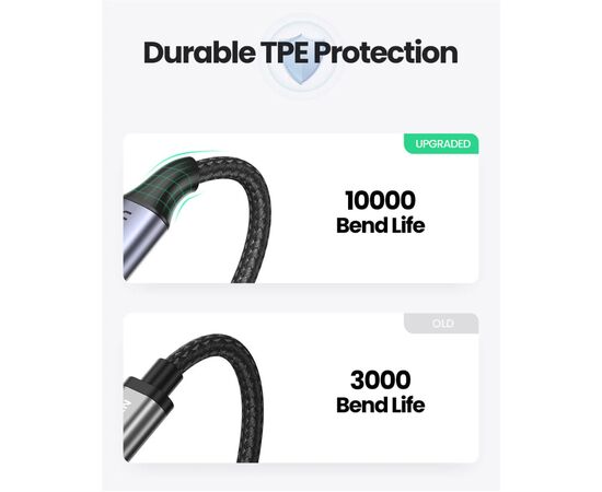 Дата кабель USB 2.0 AM to Lightning 1.0m US199 MFI Black Ugreen (US199/60156), изображение 7 Дата кабель USB 2.0 AM to Lightning 1.0m US199 MFI Black Ugreen (US199/60156), изображение 7