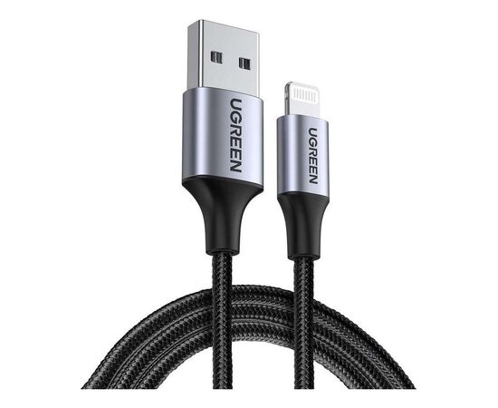 Дата кабель USB 2.0 AM to Lightning 1.0m US199 MFI Black Ugreen (US199/60156)