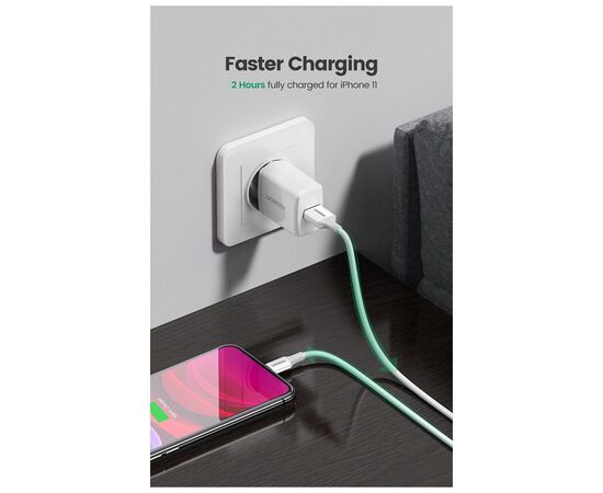 Дата кабель USB 2.0 AM to Lightning 1.5m US155 MFI White Ugreen (US155/80315), изображение 3 Дата кабель USB 2.0 AM to Lightning 1.5m US155 MFI White Ugreen (US155/80315), изображение 3