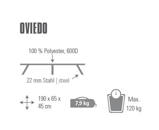 Раскладушка High Peak Oviedo Dark Grey/Blue (928989), изображение 2 Раскладушка High Peak Oviedo Dark Grey/Blue (928989), изображение 2