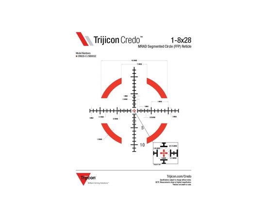 Прицел Trijicon Credo 1-8x28 Red/Green MRAD Segmented Circle (CR828-C-2900032), изображение 6 Прицел Trijicon Credo 1-8x28 Red/Green MRAD Segmented Circle (CR828-C-2900032), изображение 6