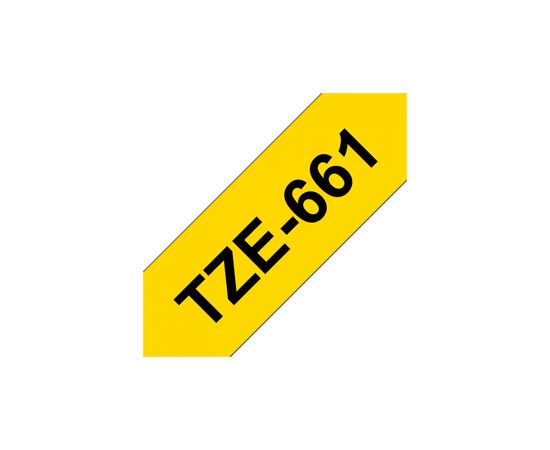 Лента для принтера этикеток UKRMARK B-T661P-BK/YE, совместима с TZE661 ламинированная, 36мм х 8м. black on yellow (B-T661P-BK/YE), изображение 2
