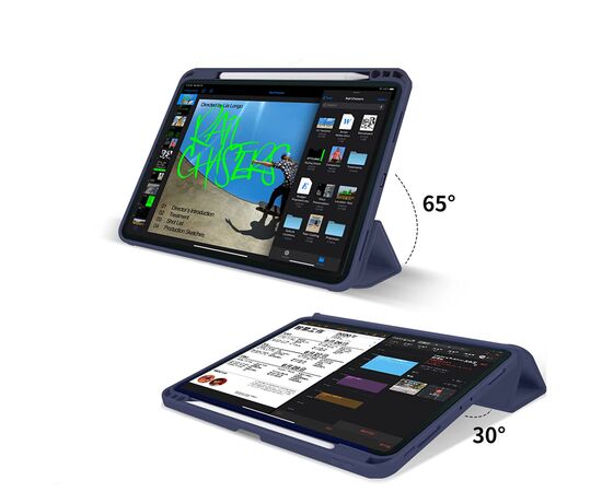 Чехол для планшета BeCover Tri Fold Soft TPU mount Apple Pencil Apple iPad Air 5 (2022) 10.9" Deep Blue (708454), изображение 6 Чехол для планшета BeCover Tri Fold Soft TPU mount Apple Pencil Apple iPad Air 5 (2022) 10.9" Deep Blue (708454), изображение 6