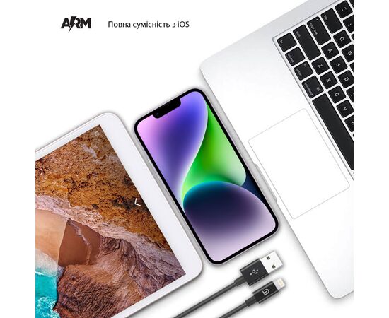 Дата кабель USB 2.0 AM to Lightning 1.2m AMD818BL black Armorstandart (ARM64373), изображение 4