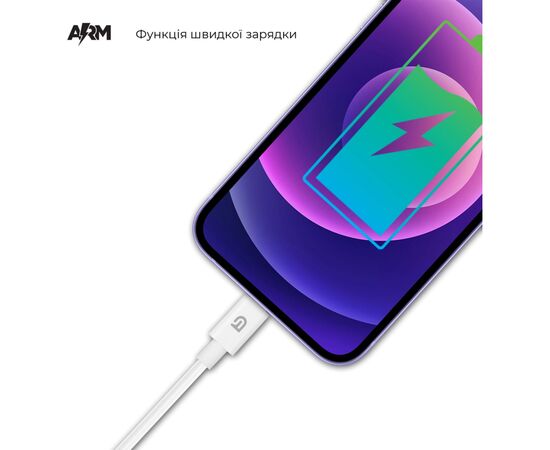 Дата кабель USB 2.0 AM to Lightning 1.2m AMD818L white Armorstandart (ARM64302), изображение 4