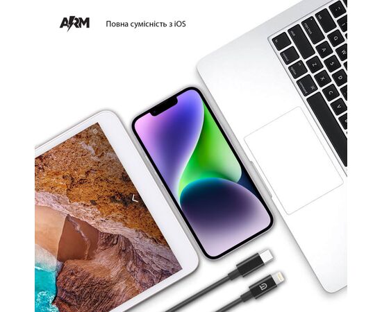 Дата кабель USB-C to Lightning 1.2m AMQGJ2BL black Armorstandart (ARM64374), изображение 4