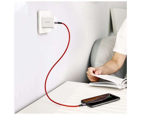 Дата кабель USB-C to Lightning 1.0m US298 MFI Red Ugreen (US298/20309), изображение 2 Дата кабель USB-C to Lightning 1.0m US298 MFI Red Ugreen (US298/20309), изображение 2