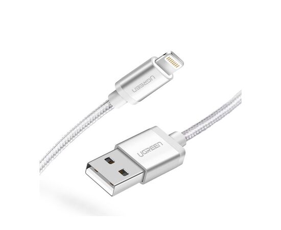 Дата кабель USB 2.0 AM to Lightning 1.5m US199 MFI Silver Ugreen (US199/60162)