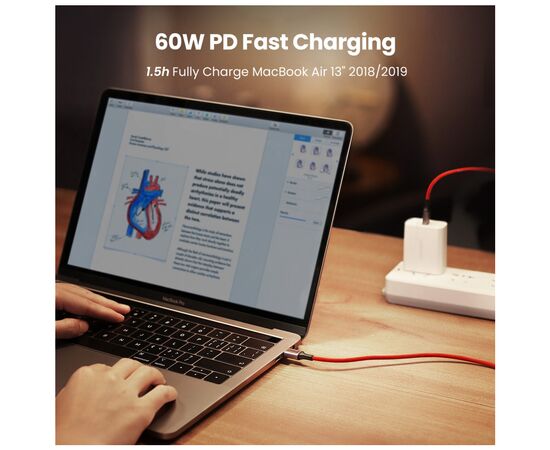 Дата кабель USB-C to USB-C 1.0m US294 3A Red Ugreen (US294/60186), изображение 6 Дата кабель USB-C to USB-C 1.0m US294 3A Red Ugreen (US294/60186), изображение 6