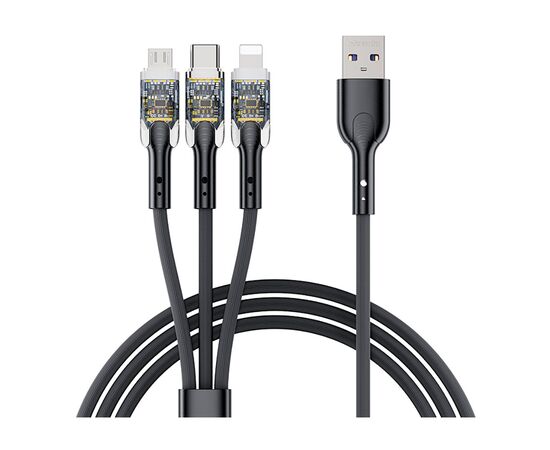 Дата кабель USB 2.0 AM to Lightning + Micro 5P + Type-C PD-B94th Black Proda (PD-B94th-BK)