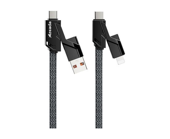 Дата кабель USB 2.0 AM/USB-C to Lightning + Type-C 1.5m PD-B96th Black Proda (PD-B96th-BK), изображение 3 Дата кабель USB 2.0 AM/USB-C to Lightning + Type-C 1.5m PD-B96th Black Proda (PD-B96th-BK), изображение 3