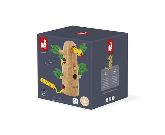 Развивающая игрушка Janod Шнуровка дерево тропик (J08265), изображение 2 Развивающая игрушка Janod Шнуровка дерево тропик (J08265), изображение 2