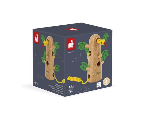 Развивающая игрушка Janod Шнуровка дерево тропик (J08265), изображение 3 Развивающая игрушка Janod Шнуровка дерево тропик (J08265), изображение 3
