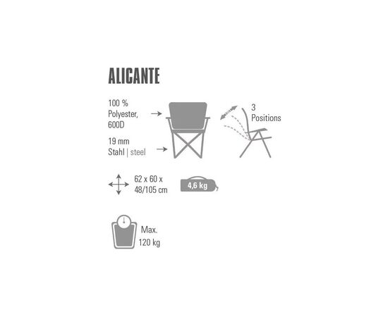 Крісло складане High Peak Alicante Dark Grey/Blue (929561), зображення 2 Крісло складане High Peak Alicante Dark Grey/Blue (929561), зображення 2