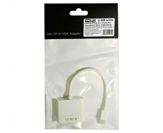 Переходник ST-Lab Mini DisplayPort (Thunderbolt) Male - VGA Female, 1080P (U-999 white), изображение 3 Переходник ST-Lab Mini DisplayPort (Thunderbolt) Male - VGA Female, 1080P (U-999 white), изображение 3