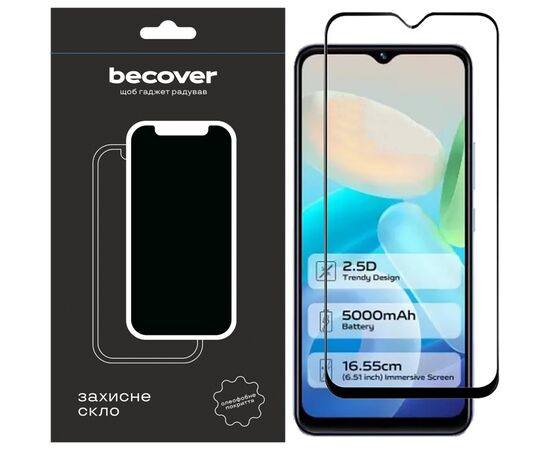 Скло захисне BeCover Vivo Y02/Y02A Black (709275)