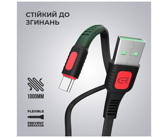 Дата кабель USB 2.0 AM to Type-C 1.0m AR15 2.4A black Armorstandart (ARM59536), зображення 2 Дата кабель USB 2.0 AM to Type-C 1.0m AR15 2.4A black Armorstandart (ARM59536), зображення 2