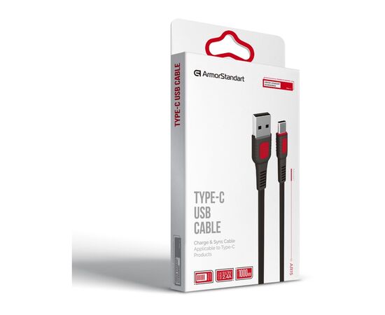 Дата кабель USB 2.0 AM to Type-C 1.0m AR15 2.4A black Armorstandart (ARM59536), зображення 4 Дата кабель USB 2.0 AM to Type-C 1.0m AR15 2.4A black Armorstandart (ARM59536), зображення 4