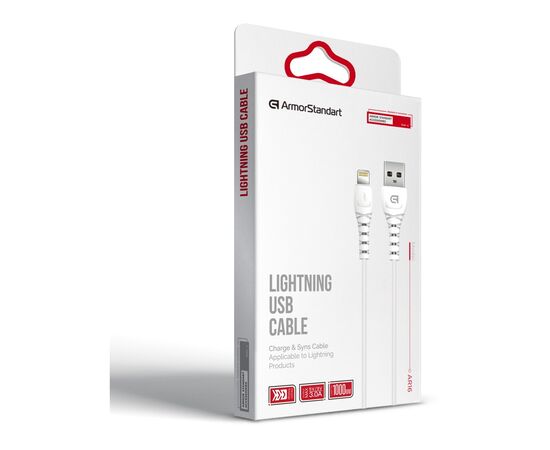 Дата кабель USB 2.0 AM to Lightning 1.0m AR16 3A white Armorstandart (ARM59534), изображение 5