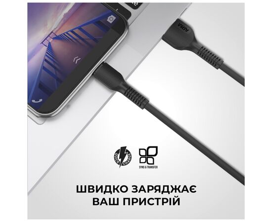 Дата кабель USB 2.0 AM to Micro 5P 1.0m AR88 2.4A black Armorstandart (ARM60003), изображение 3 Дата кабель USB 2.0 AM to Micro 5P 1.0m AR88 2.4A black Armorstandart (ARM60003), изображение 3