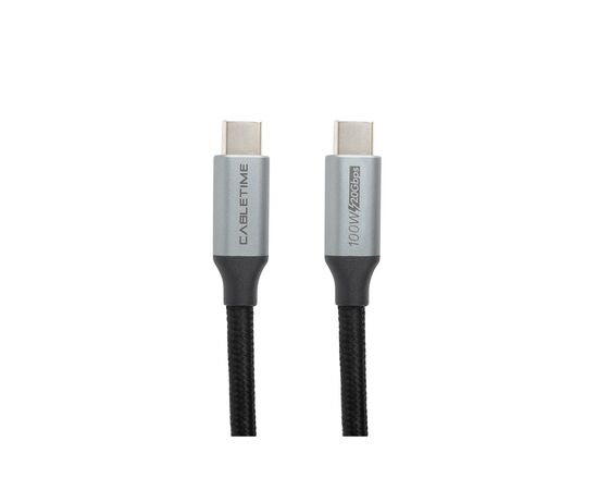 Дата кабель USB-C to USB-C 1.0m 10Gbps, 100W, 20V/ 5A, 4K/ 60HZ USB3.1 PowerPlant (CA913312)