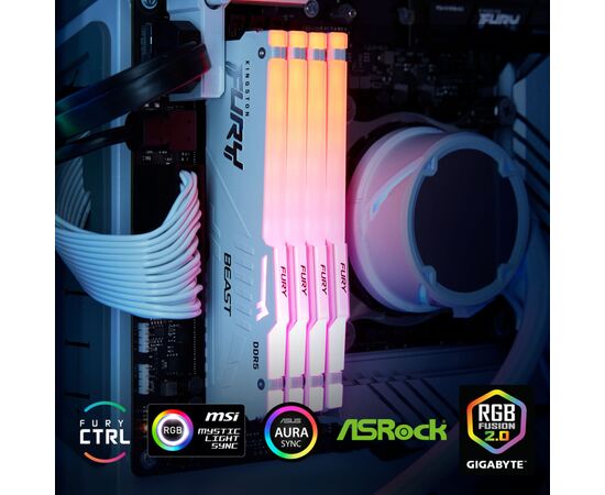 Модуль памяти для компьютера DDR5 16GB 6000 MHz Beast RGB EXPO White Kingston Fury (ex.HyperX) (KF560C36BWEA-16), изображение 4 Модуль памяти для компьютера DDR5 16GB 6000 MHz Beast RGB EXPO White Kingston Fury (ex.HyperX) (KF560C36BWEA-16), изображение 4