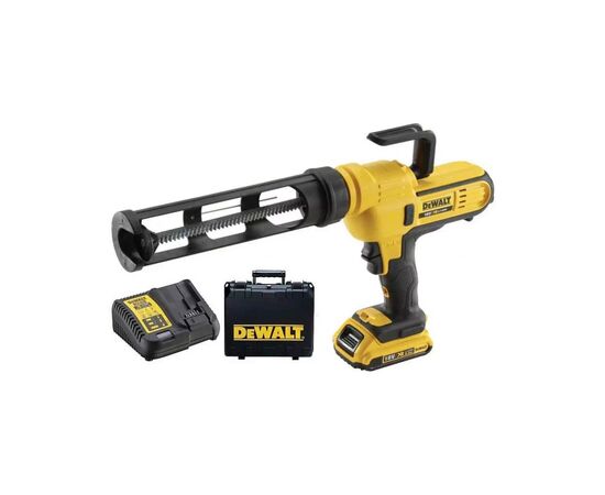 Пистолет для герметика DeWALT 18В XR Li-lon, 2Ah, контейнер 300 мл, кейс (DCE560D1), изображение 3 Пистолет для герметика DeWALT 18В XR Li-lon, 2Ah, контейнер 300 мл, кейс (DCE560D1), изображение 3