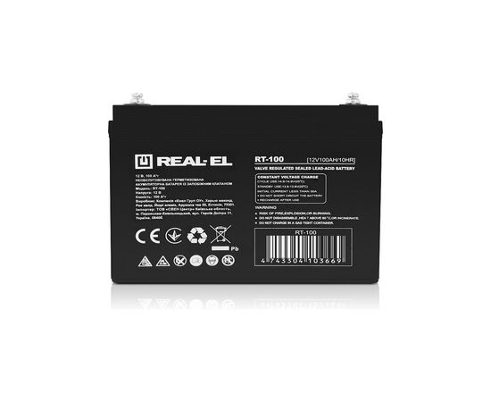 Батарея к ИБП REAL-EL RT-100, 12V-100Ah (RT-100), изображение 3 Батарея к ИБП REAL-EL RT-100, 12V-100Ah (RT-100), изображение 3